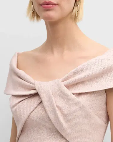 Rickie Freeman for Teri Jon Jacquard Off-Shoulder Twist Gown | Thumbnail 5 Rickie Freeman for Teri Jon Jacquard Off-Shoulder Twist Gown | Thumbnail 5