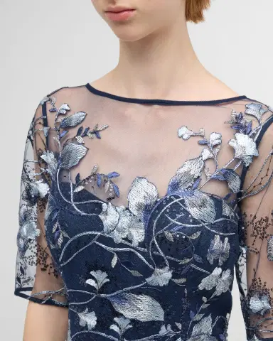 Rickie Freeman for Teri Jon Metallic Embroidered Tulle Gown | Thumbnail 5 Rickie Freeman for Teri Jon Metallic Embroidered Tulle Gown | Thumbnail 5