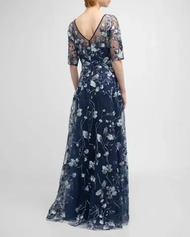 Rickie Freeman for Teri Jon Metallic Embroidered Tulle Gown | Thumbnail 6 Rickie Freeman for Teri Jon Metallic Embroidered Tulle Gown | Thumbnail 6