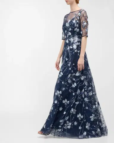 Rickie Freeman for Teri Jon Metallic Embroidered Tulle Gown | Thumbnail 7 Rickie Freeman for Teri Jon Metallic Embroidered Tulle Gown | Thumbnail 7