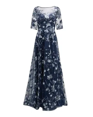 Rickie Freeman for Teri Jon Metallic Embroidered Tulle Gown | Thumbnail 1 Rickie Freeman for Teri Jon Metallic Embroidered Tulle Gown | Thumbnail 1