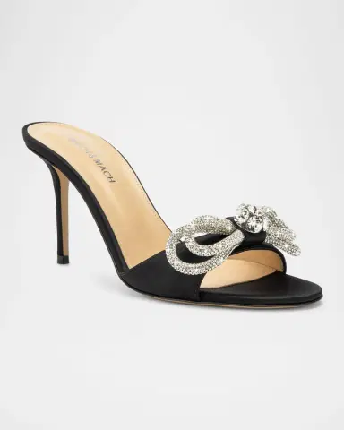 MACH & MACH Double Bow Satin Strass Mule Sandals | Thumbnail 2 MACH & MACH Double Bow Satin Strass Mule Sandals | Thumbnail 2