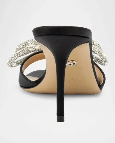 MACH & MACH Double Bow Satin Strass Mule Sandals | Thumbnail 3 MACH & MACH Double Bow Satin Strass Mule Sandals | Thumbnail 3