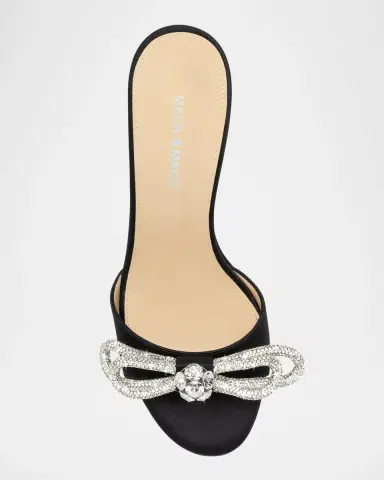 MACH & MACH Double Bow Satin Strass Mule Sandals | Thumbnail 4 MACH & MACH Double Bow Satin Strass Mule Sandals | Thumbnail 4