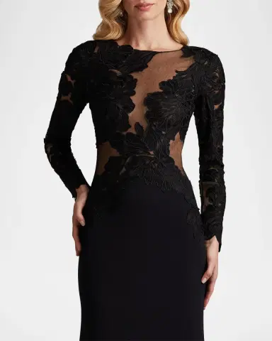 Tadashi Shoji Embroidered Floral Illusion Gown | Thumbnail 4 Tadashi Shoji Embroidered Floral Illusion Gown | Thumbnail 4