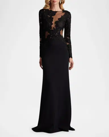 Tadashi Shoji Embroidered Floral Illusion Gown | Thumbnail 5 Tadashi Shoji Embroidered Floral Illusion Gown | Thumbnail 5