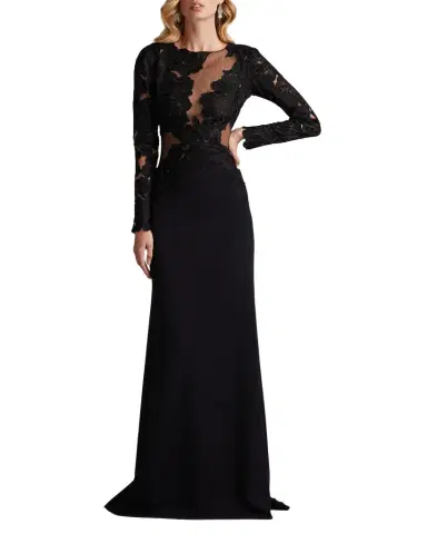 Tadashi Shoji Embroidered Floral Illusion Gown | Thumbnail 1 Tadashi Shoji Embroidered Floral Illusion Gown | Thumbnail 1
