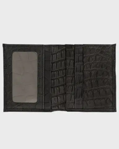 Abas Men's Matte Alligator Leather Bifold Wallet w/ ID Window | Thumbnail 2 Abas Men's Matte Alligator Leather Bifold Wallet w/ ID Window | Thumbnail 2