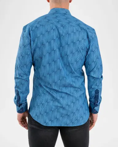 Maceoo Men's Einstein Abstract Linework Stretch Sport Shirt | Thumbnail 2 Maceoo Men's Einstein Abstract Linework Stretch Sport Shirt | Thumbnail 2