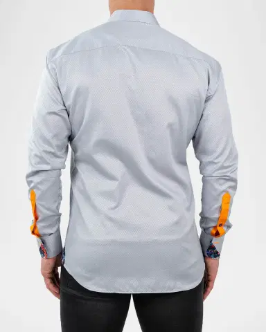 Maceoo Men's Einstein Jacquard Contrast-Placket Sport Shirt | Thumbnail 2 Maceoo Men's Einstein Jacquard Contrast-Placket Sport Shirt | Thumbnail 2