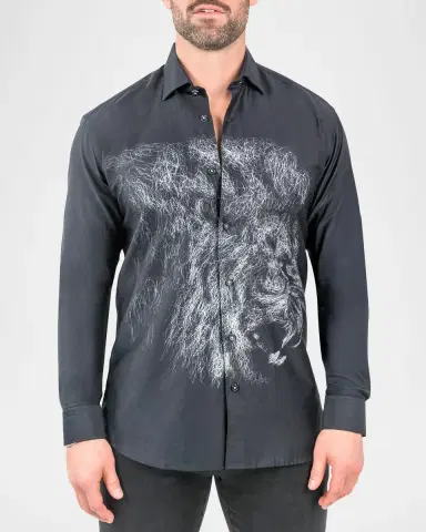 Maceoo Men's Fibonacci Cotton Lion Chalk Sport Shirt | Thumbnail 3 Maceoo Men's Fibonacci Cotton Lion Chalk Sport Shirt | Thumbnail 3