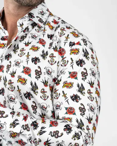 Maceoo Men's Fibonacci Tattoo-Print Cotton Sport Shirt | Thumbnail 4 Maceoo Men's Fibonacci Tattoo-Print Cotton Sport Shirt | Thumbnail 4