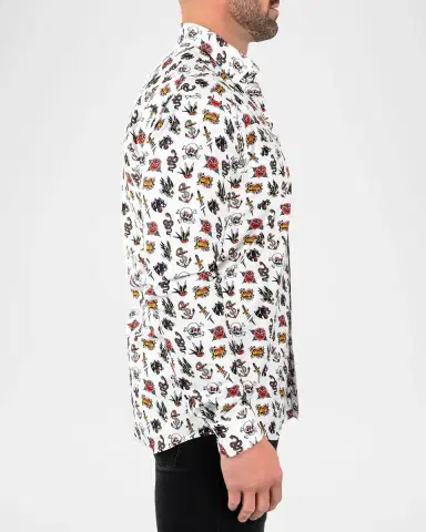 Maceoo Men's Fibonacci Tattoo-Print Cotton Sport Shirt | Thumbnail 5 Maceoo Men's Fibonacci Tattoo-Print Cotton Sport Shirt | Thumbnail 5