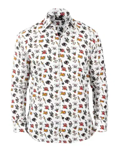 Maceoo Men's Fibonacci Tattoo-Print Cotton Sport Shirt | Thumbnail 1 Maceoo Men's Fibonacci Tattoo-Print Cotton Sport Shirt | Thumbnail 1