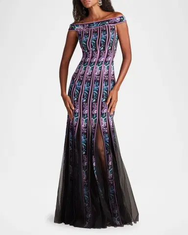 Tadashi Shoji Off-Shoulder Godet Gown | Thumbnail 5 Tadashi Shoji Off-Shoulder Godet Gown | Thumbnail 5