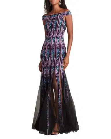 Tadashi Shoji Off-Shoulder Godet Gown | Thumbnail 1 Tadashi Shoji Off-Shoulder Godet Gown | Thumbnail 1