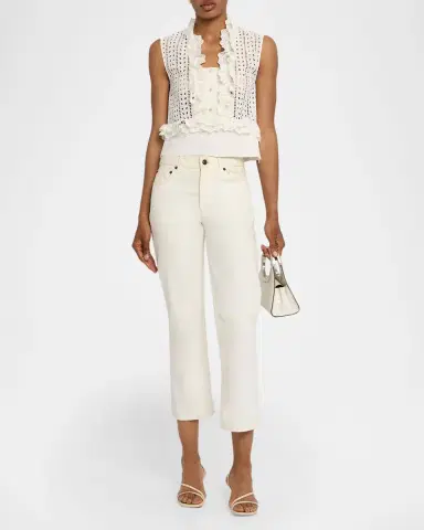 Alberta Ferretti Eyelet Embroidered Ruffle Sleeveless Top | Thumbnail 2 Alberta Ferretti Eyelet Embroidered Ruffle Sleeveless Top | Thumbnail 2