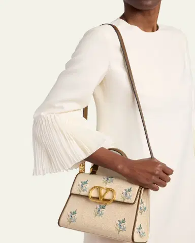 Valentino Garavani Small Floral-Embroidered Woven Flax Top-Handle Bag | Thumbnail 7 Valentino Garavani Small Floral-Embroidered Woven Flax Top-Handle Bag | Thumbnail 7