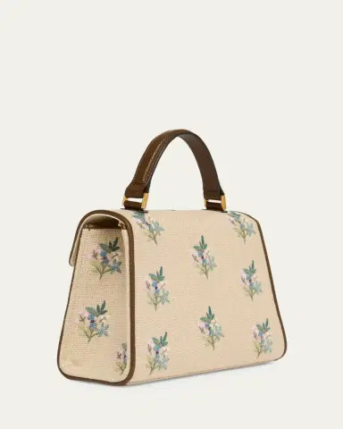 Valentino Garavani Small Floral-Embroidered Woven Flax Top-Handle Bag | Thumbnail 8 Valentino Garavani Small Floral-Embroidered Woven Flax Top-Handle Bag | Thumbnail 8