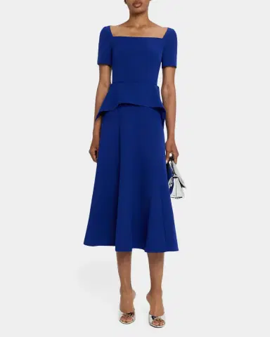 Roland Mouret Square-Neck Peplum Midi Dress | Thumbnail 2 Roland Mouret Square-Neck Peplum Midi Dress | Thumbnail 2