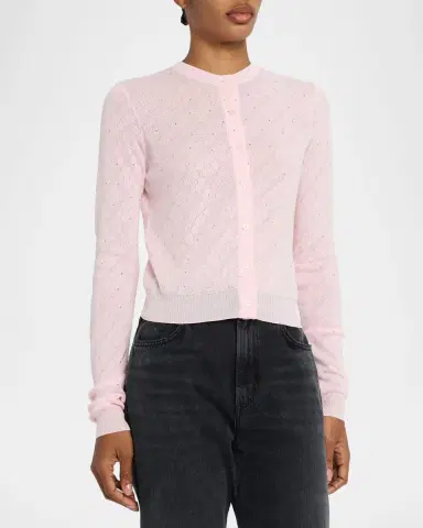 AREA Embellished Girly Flower Pointelle Knit Cardigan | Thumbnail 4 AREA Embellished Girly Flower Pointelle Knit Cardigan | Thumbnail 4