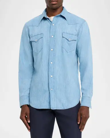Ralph Lauren Purple Label Cotton-Linen Denim Western Shirt | Thumbnail 4 Ralph Lauren Purple Label Cotton-Linen Denim Western Shirt | Thumbnail 4