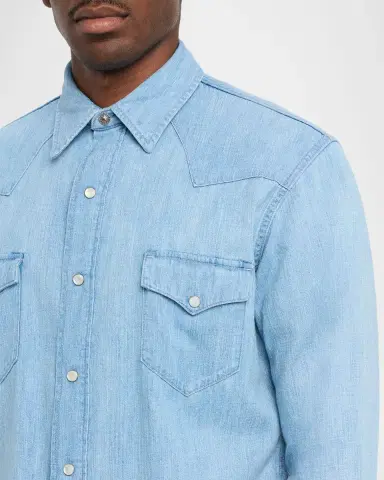 Ralph Lauren Purple Label Cotton-Linen Denim Western Shirt | Thumbnail 5 Ralph Lauren Purple Label Cotton-Linen Denim Western Shirt | Thumbnail 5