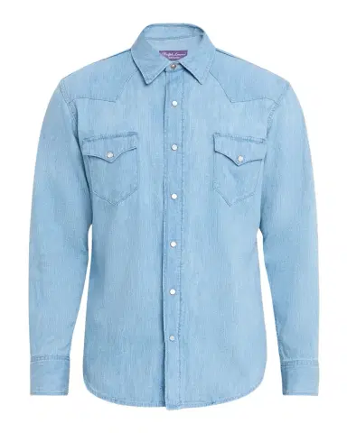 Ralph Lauren Purple Label Cotton-Linen Denim Western Shirt | Thumbnail 1 Ralph Lauren Purple Label Cotton-Linen Denim Western Shirt | Thumbnail 1