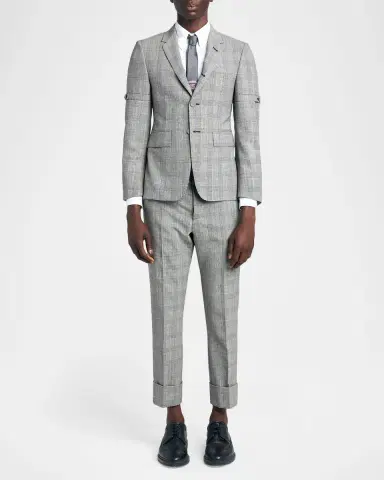 Thom Browne Men's Prince of Wales Straight-Leg Trousers | Thumbnail 2 Thom Browne Men's Prince of Wales Straight-Leg Trousers | Thumbnail 2