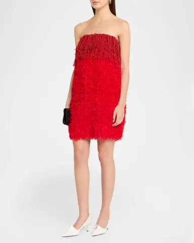 Diotima Bambola Strapless Fringe Textured Tulle Mini Dress | Thumbnail 4 Diotima Bambola Strapless Fringe Textured Tulle Mini Dress | Thumbnail 4