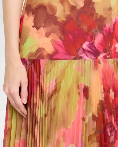 Badgley Mischka Floral-Print Drop Waist Midi Dress | Thumbnail 4 Badgley Mischka Floral-Print Drop Waist Midi Dress | Thumbnail 4