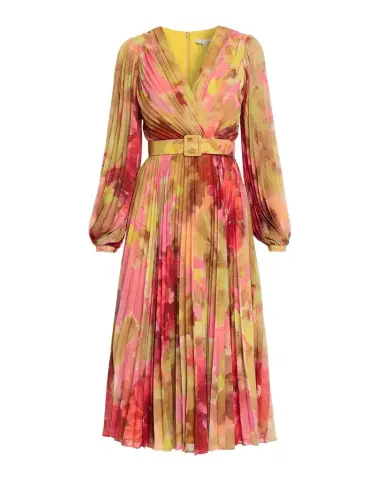 BADGLEY MISCHKA Pleated Floral-Print Georgette Midi Dress | Thumbnail 1 BADGLEY MISCHKA Pleated Floral-Print Georgette Midi Dress | Thumbnail 1