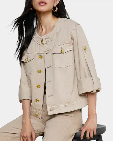 L'Agence Anouk Collarless Denim Jacket | Thumbnail 5 L'Agence Anouk Collarless Denim Jacket | Thumbnail 5