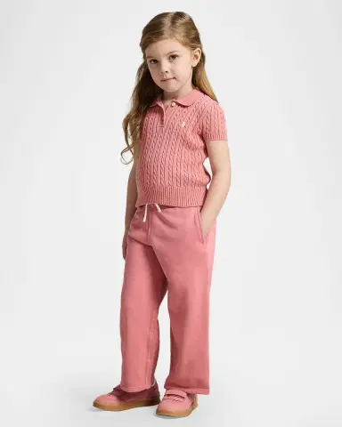 Polo Ralph Lauren Little Girl 's & Girl 's Mini-Cable Cotton Polo Sweater | Thumbnail 2 Polo Ralph Lauren Little Girl 's & Girl 's Mini-Cable Cotton Polo Sweater | Thumbnail 2