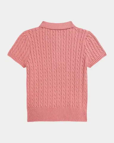 Polo Ralph Lauren Little Girl 's & Girl 's Mini-Cable Cotton Polo Sweater | Thumbnail 3 Polo Ralph Lauren Little Girl 's & Girl 's Mini-Cable Cotton Polo Sweater | Thumbnail 3