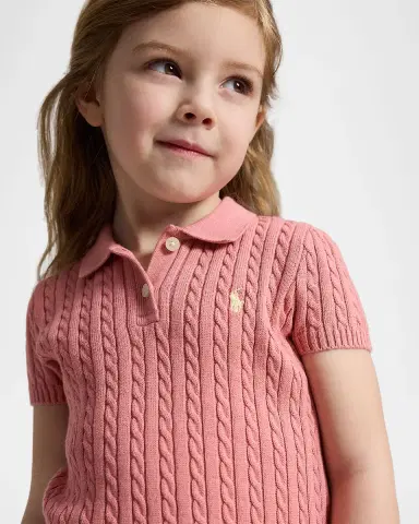 Polo Ralph Lauren Little Girl 's & Girl 's Mini-Cable Cotton Polo Sweater | Thumbnail 5 Polo Ralph Lauren Little Girl 's & Girl 's Mini-Cable Cotton Polo Sweater | Thumbnail 5