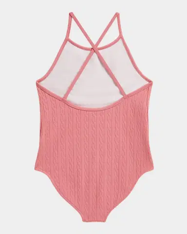 Polo Ralph Lauren Little Girl 's & Girl 's Mini-Cable Jacquard One-Piece Swimsuit | Thumbnail 3 Polo Ralph Lauren Little Girl 's & Girl 's Mini-Cable Jacquard One-Piece Swimsuit | Thumbnail 3
