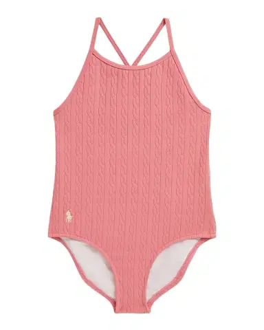 Polo Ralph Lauren Little Girl 's & Girl 's Mini-Cable Jacquard One-Piece Swimsuit | Thumbnail 1 Polo Ralph Lauren Little Girl 's & Girl 's Mini-Cable Jacquard One-Piece Swimsuit | Thumbnail 1