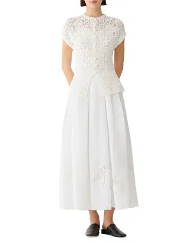 Lafayette 148 New York Pleated Cutout Embroidered Linen Maxi Skirt | Thumbnail 1 Lafayette 148 New York Pleated Cutout Embroidered Linen Maxi Skirt | Thumbnail 1