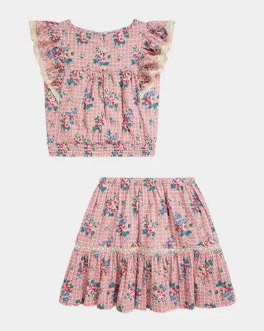 Polo Ralph Lauren Little Girl 's & Girl 's Floral Slub Cotton Top & Skirt | Thumbnail 3 Polo Ralph Lauren Little Girl 's & Girl 's Floral Slub Cotton Top & Skirt | Thumbnail 3