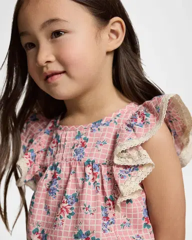 Polo Ralph Lauren Little Girl 's & Girl 's Floral Slub Cotton Top & Skirt | Thumbnail 5 Polo Ralph Lauren Little Girl 's & Girl 's Floral Slub Cotton Top & Skirt | Thumbnail 5
