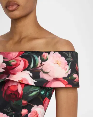 Rickie Freeman for Teri Jon Off-Shoulder Floral Mikado Dress | Thumbnail 5 Rickie Freeman for Teri Jon Off-Shoulder Floral Mikado Dress | Thumbnail 5