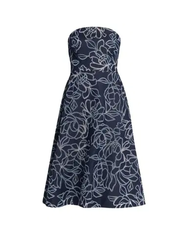 Rickie Freeman for Teri Jon Strapless Floral Burnout Denim Midi Dress | Thumbnail 1 Rickie Freeman for Teri Jon Strapless Floral Burnout Denim Midi Dress | Thumbnail 1