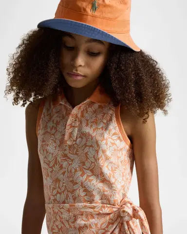 Polo Ralph Lauren Girl 's Pineapple Faux-Wrap Mesh Polo Dress, Size S-XL | Thumbnail 4 Polo Ralph Lauren Girl 's Pineapple Faux-Wrap Mesh Polo Dress, Size S-XL | Thumbnail 4