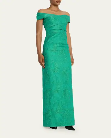 Rickie Freeman for Teri Jon Off-Shoulder Metallic Jacquard Column Gown | Thumbnail 4 Rickie Freeman for Teri Jon Off-Shoulder Metallic Jacquard Column Gown | Thumbnail 4