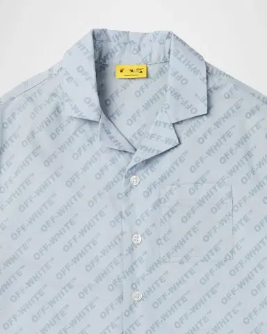Off-White Boy's Logo Bowling Shirt, Size | Thumbnail 3 Off-White Boy's Logo Bowling Shirt, Size | Thumbnail 3