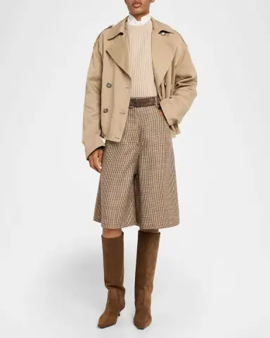 Brunello Cucinelli Wool-Blend Houndstooth Bermuda Shorts | Thumbnail 2 Brunello Cucinelli Wool-Blend Houndstooth Bermuda Shorts | Thumbnail 2