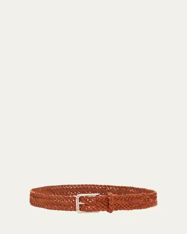 Ralph Lauren Purple Label Men's Braided Vachetta Leather Belt | Thumbnail 2 Ralph Lauren Purple Label Men's Braided Vachetta Leather Belt | Thumbnail 2