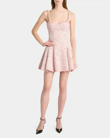 Balmain Tweed Sleeveless Flared Mini Dress | Thumbnail 3 Balmain Tweed Sleeveless Flared Mini Dress | Thumbnail 3