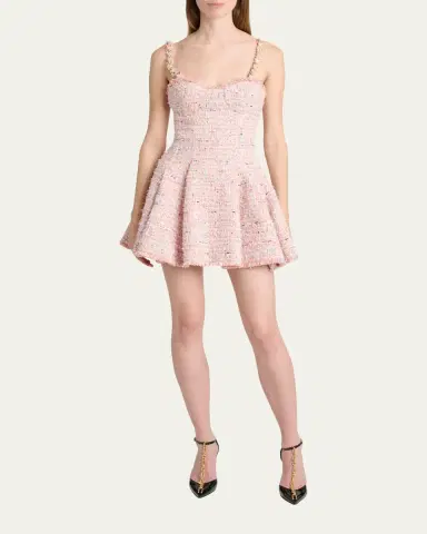 Balmain Tweed Sleeveless Flared Mini Dress | Thumbnail 6 Balmain Tweed Sleeveless Flared Mini Dress | Thumbnail 6